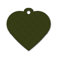 Army Green Color Polka Dots Dog Tag Heart (two Sides) by SpinnyChairDesigns