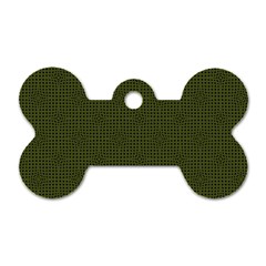 Army Green Color Polka Dots Dog Tag Bone (one Side) by SpinnyChairDesigns