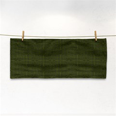 Army Green Color Polka Dots Hand Towel by SpinnyChairDesigns