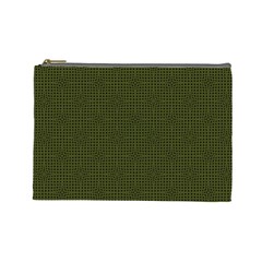 Army Green Color Polka Dots Cosmetic Bag (large) by SpinnyChairDesigns