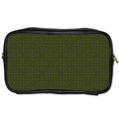 Army Green Color Polka Dots Toiletries Bag (one Side) by SpinnyChairDesigns