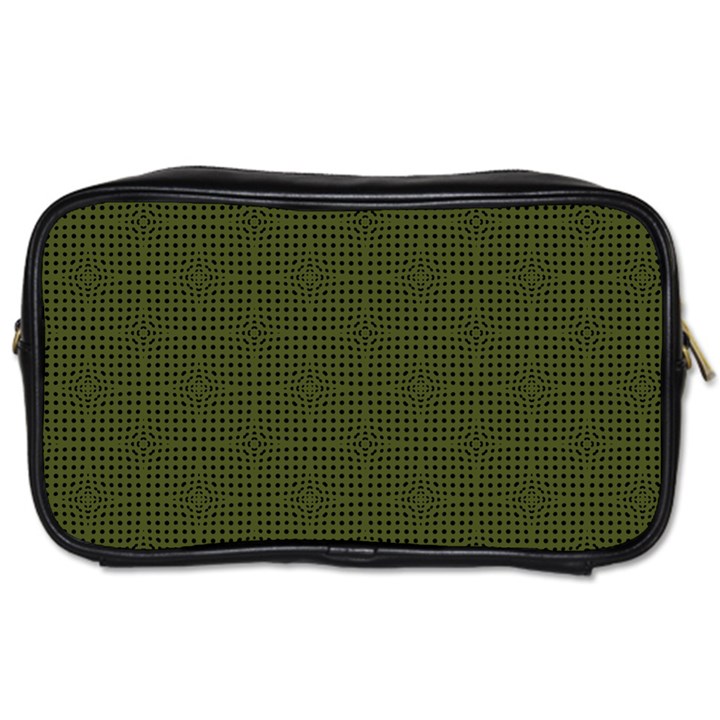 Army Green Color Polka Dots Toiletries Bag (Two Sides)