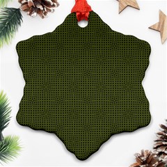 Army Green Color Polka Dots Snowflake Ornament (two Sides) by SpinnyChairDesigns