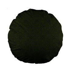 Army Green Color Polka Dots Standard 15  Premium Round Cushions by SpinnyChairDesigns