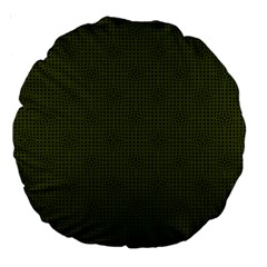 Army Green Color Polka Dots Large 18  Premium Round Cushions by SpinnyChairDesigns