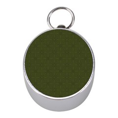 Army Green Color Polka Dots Mini Silver Compasses by SpinnyChairDesigns