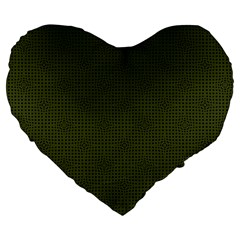 Army Green Color Polka Dots Large 19  Premium Flano Heart Shape Cushions by SpinnyChairDesigns