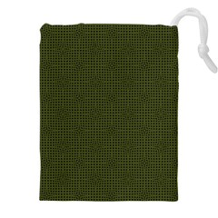 Army Green Color Polka Dots Drawstring Pouch (4xl) by SpinnyChairDesigns