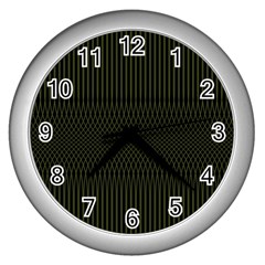 Army Green Black Stripes Wall Clock (silver) by SpinnyChairDesigns