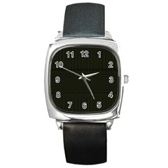 Army Green Black Stripes Square Metal Watch by SpinnyChairDesigns