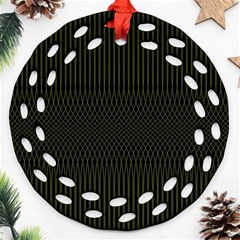 Army Green Black Stripes Ornament (round Filigree) by SpinnyChairDesigns