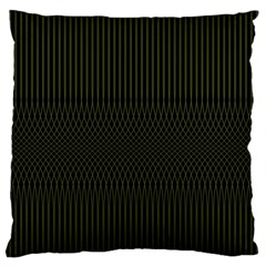 Army Green Black Stripes Large Flano Cushion Case (two Sides) by SpinnyChairDesigns