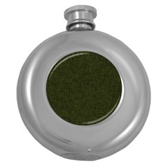 Army Green Texture Round Hip Flask (5 Oz) by SpinnyChairDesigns