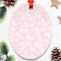 Ballet Pink White Color Butterflies Batik  Ornament (oval) by SpinnyChairDesigns