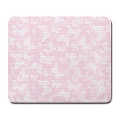 Ballet Pink White Color Butterflies Batik  Large Mousepads by SpinnyChairDesigns