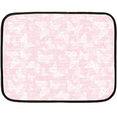 Ballet Pink White Color Butterflies Batik  Double Sided Fleece Blanket (mini)  by SpinnyChairDesigns