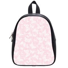 Ballet Pink White Color Butterflies Batik  School Bag (small) by SpinnyChairDesigns