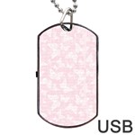 Ballet Pink White Color Butterflies Batik  Dog Tag USB Flash (Two Sides) Back