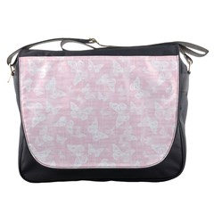 Ballet Pink White Color Butterflies Batik  Messenger Bag by SpinnyChairDesigns