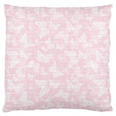 Ballet Pink White Color Butterflies Batik  Large Cushion Case (one Side) by SpinnyChairDesigns