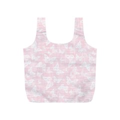 Ballet Pink White Color Butterflies Batik  Full Print Recycle Bag (s) by SpinnyChairDesigns