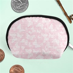 Ballet Pink White Color Butterflies Batik  Accessory Pouch (medium) by SpinnyChairDesigns