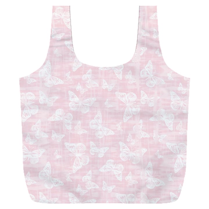 Ballet Pink White Color Butterflies Batik  Full Print Recycle Bag (XXL)