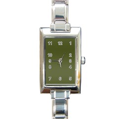 Army Green Color Ombre Rectangle Italian Charm Watch by SpinnyChairDesigns