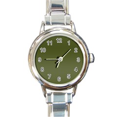 Army Green Color Ombre Round Italian Charm Watch by SpinnyChairDesigns