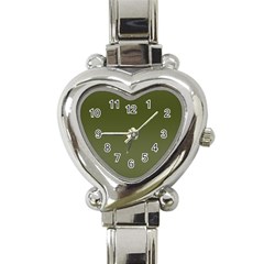 Army Green Color Ombre Heart Italian Charm Watch by SpinnyChairDesigns