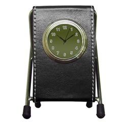 Army Green Color Ombre Pen Holder Desk Clock by SpinnyChairDesigns