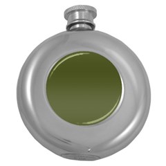 Army Green Color Ombre Round Hip Flask (5 Oz) by SpinnyChairDesigns