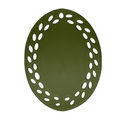 Army Green Color Ombre Oval Filigree Ornament (two Sides) by SpinnyChairDesigns