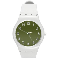 Army Green Color Ombre Round Plastic Sport Watch (m) by SpinnyChairDesigns