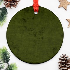 Army Green Color Grunge Ornament (round) by SpinnyChairDesigns