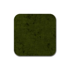 Army Green Color Grunge Rubber Square Coaster (4 Pack)  by SpinnyChairDesigns