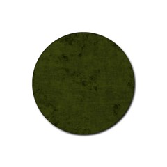 Army Green Color Grunge Rubber Coaster (round)  by SpinnyChairDesigns