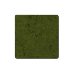 Army Green Color Grunge Square Magnet by SpinnyChairDesigns