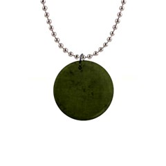 Army Green Color Grunge 1  Button Necklace by SpinnyChairDesigns