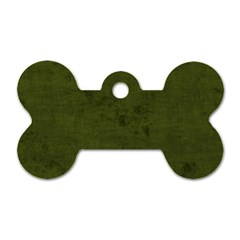 Army Green Color Grunge Dog Tag Bone (one Side) by SpinnyChairDesigns