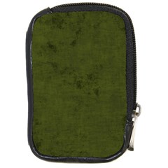 Army Green Color Grunge Compact Camera Leather Case by SpinnyChairDesigns