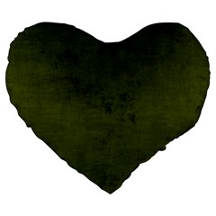 Army Green Color Grunge Large 19  Premium Flano Heart Shape Cushions by SpinnyChairDesigns