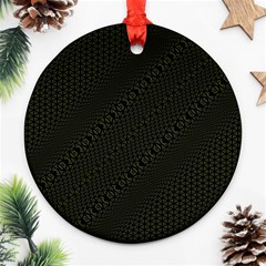 Army Green And Black Netting Ornament (round) by SpinnyChairDesigns