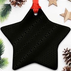 Army Green And Black Netting Star Ornament (two Sides) by SpinnyChairDesigns