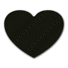 Army Green And Black Netting Heart Mousepads by SpinnyChairDesigns