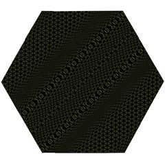 Army Green And Black Netting Wooden Puzzle Hexagon by SpinnyChairDesigns