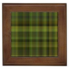 Army Green Color Plaid Framed Tile by SpinnyChairDesigns