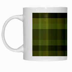 Army Green Color Plaid White Mugs by SpinnyChairDesigns