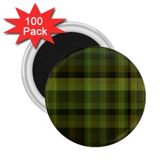 Army Green Color Plaid 2 25  Magnets (100 Pack)  by SpinnyChairDesigns