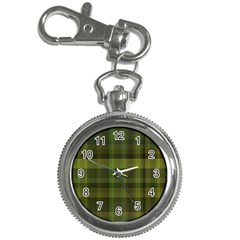 Army Green Color Plaid Key Chain Watches by SpinnyChairDesigns